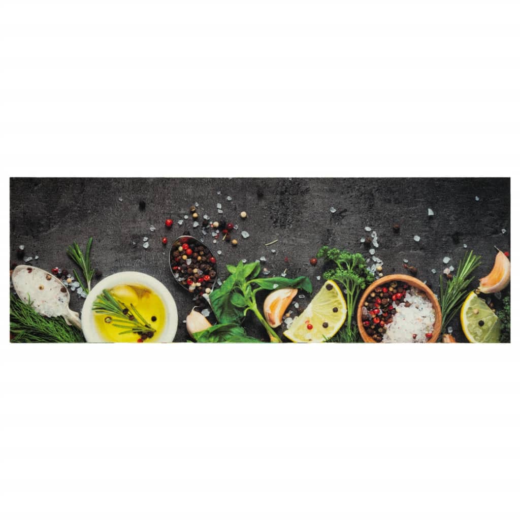 Vidaxl Mat de cocina Herba lavable estampado 60x180 cm Velvet