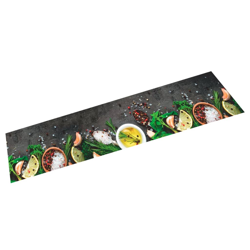 Vidaxl Mat de cocina Herb con estampado de hierba 60x300 cm Velvet