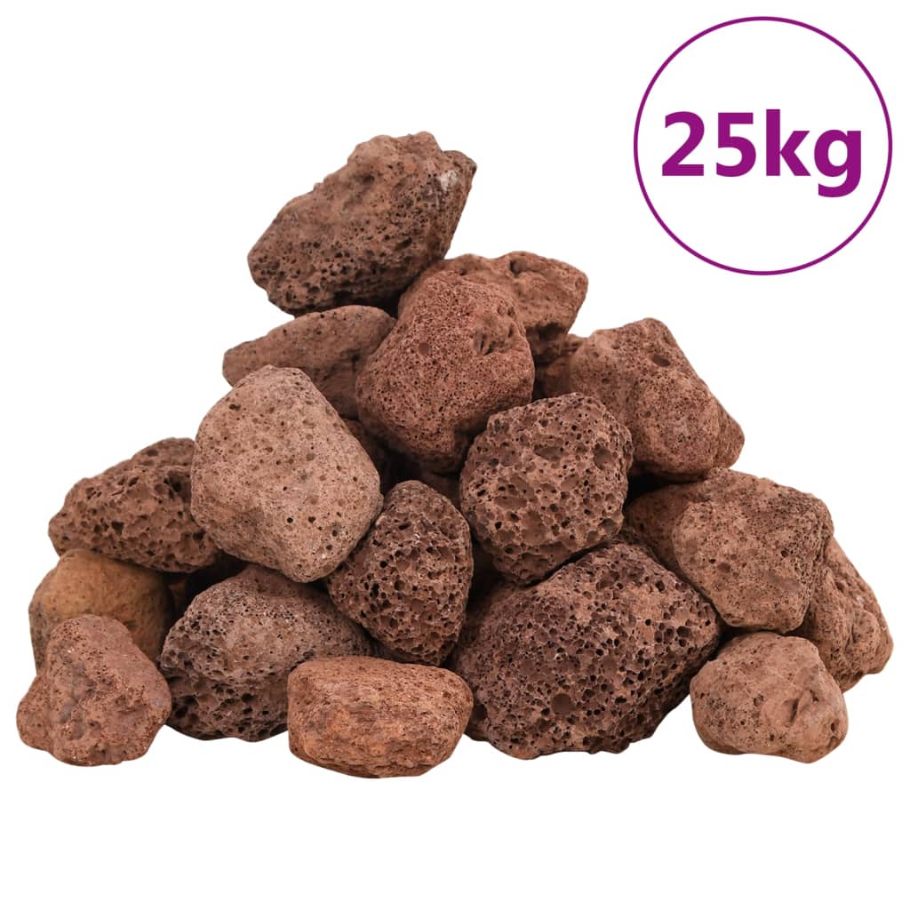 VidaXL piedras de lava 25 kg 3-5 cm rojo