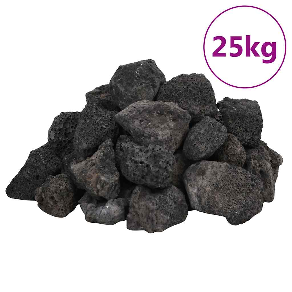 Vidaxl Lava pietre 25 kg 3-5 cm nero