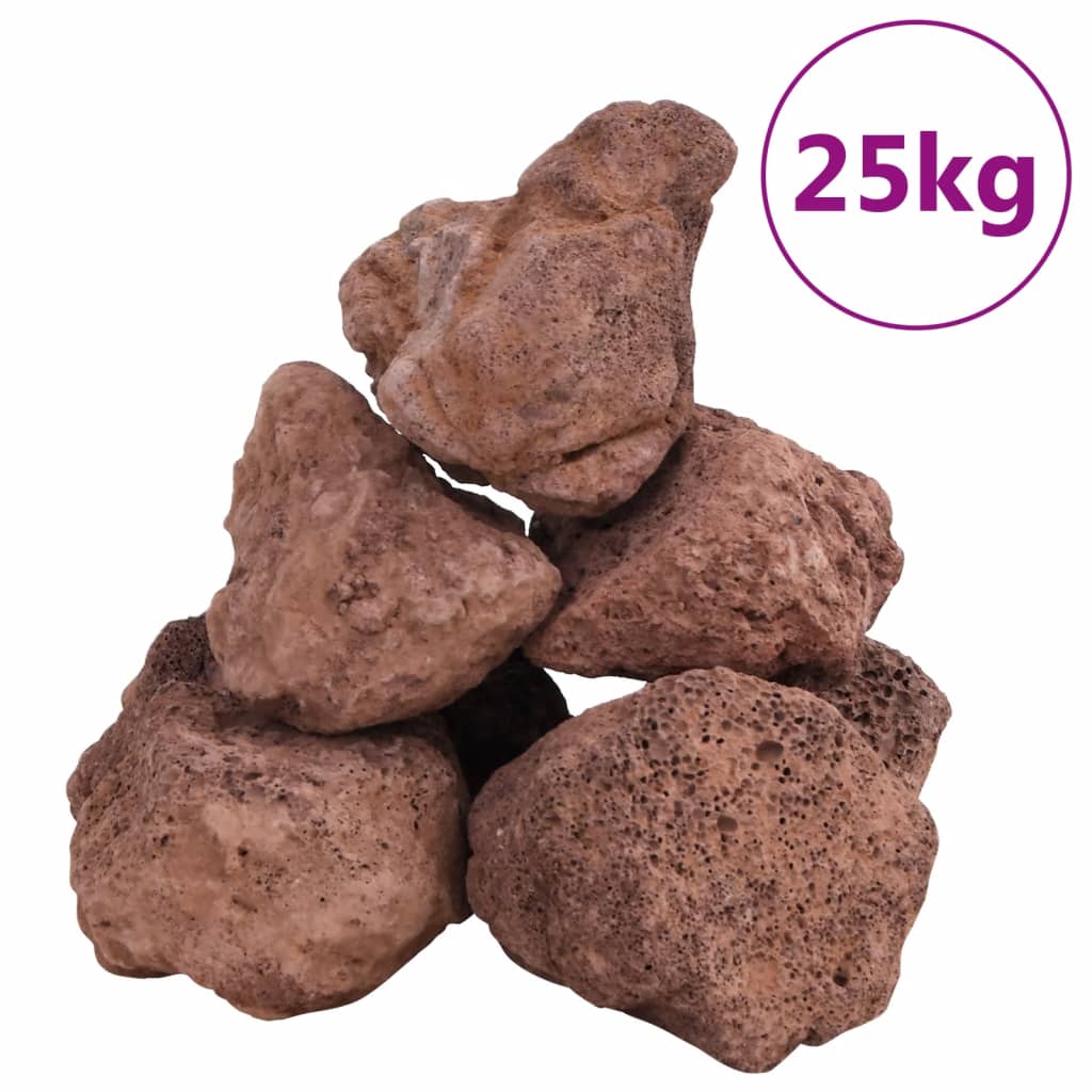 Vidaxl Lava Stones 25 kg 10-30 cm rojo
