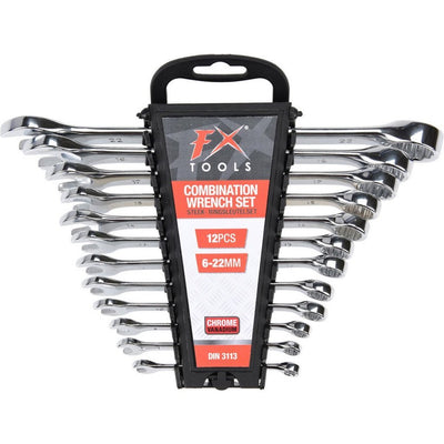 Fx tools combination wrench set 6-22 mm, 12-piece steel