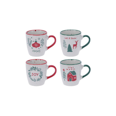 Home styling Set di 4 tazze natalizie in terracotta da 200 ml