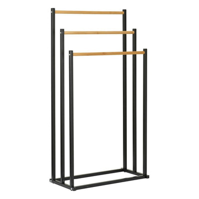 Soluzioni per il bagno Porta asciugamani 45x23x85 cm in metallo bambù nero