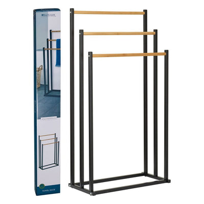 Soluzioni per il bagno Porta asciugamani 45x23x85 cm in metallo bambù nero