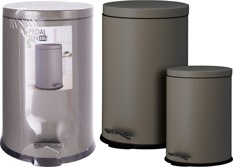 Excelente juego de cubos de basura con pedal para artículos para el hogar, 20 l, 5 l, bronce