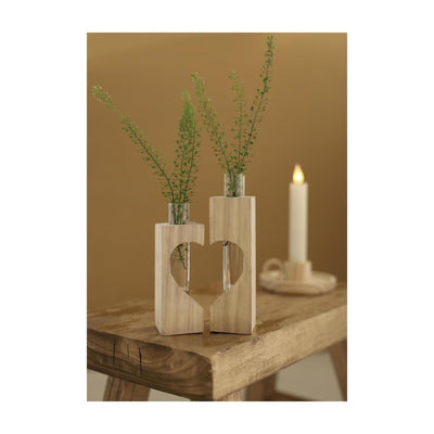 Ideas 4 seasons wooden tube holder heart 4x4xh14.5cm set 2