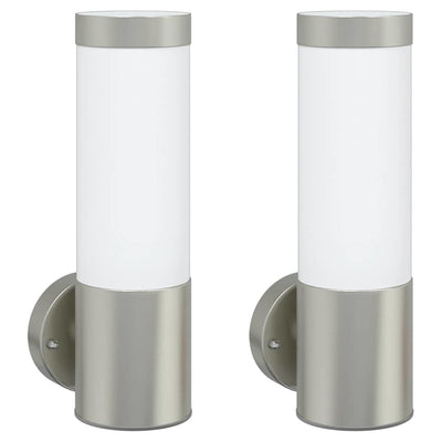 Lampada da parete per esterni Vidaxx 2 pezzi argento 12 x 8,5 x 27 cm