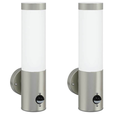 Lampada da parete per esterno Vidaxx 2 pezzi argento 12 x 8,5 x 29 cm
