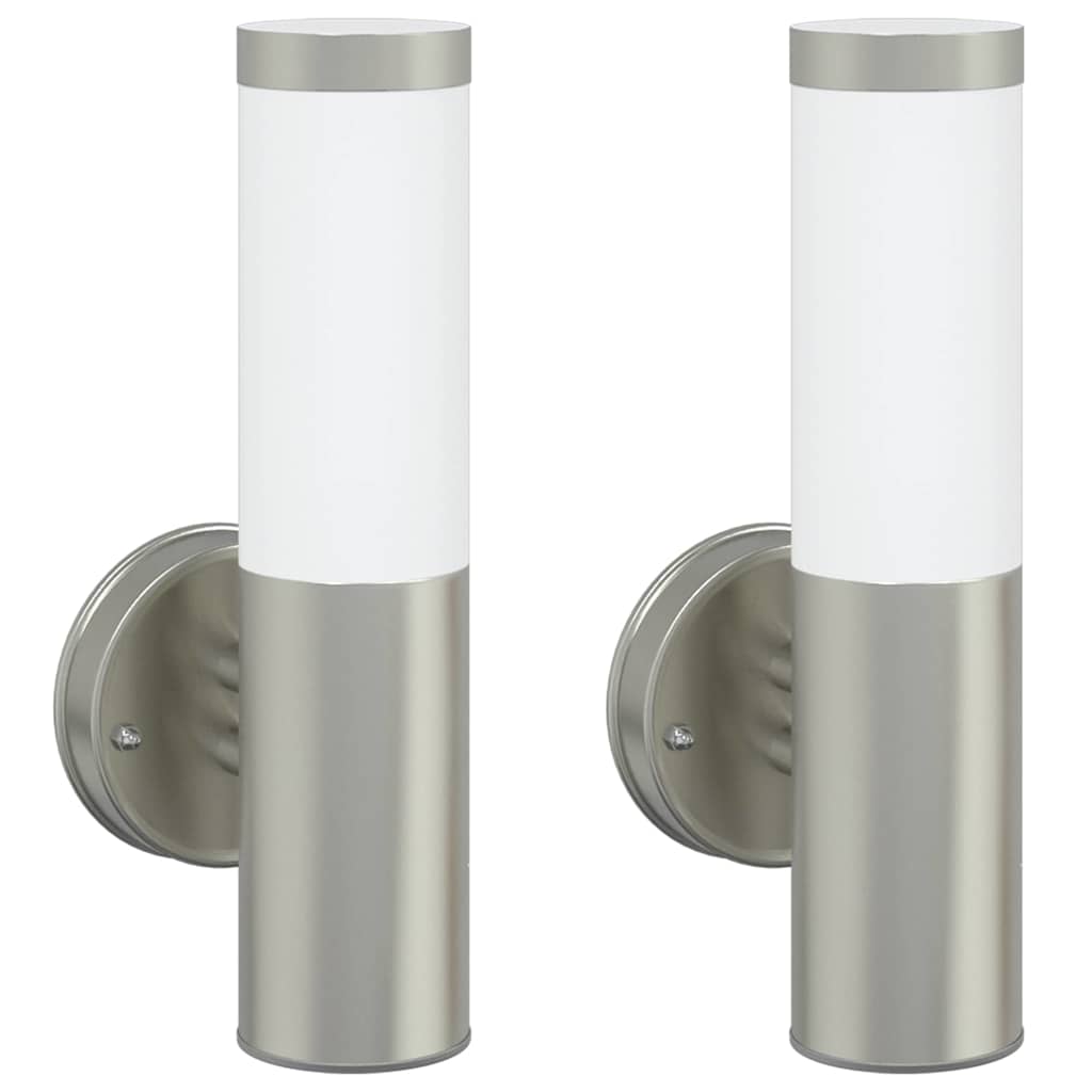 Lampada da parete per esterno Vidaxx 2 pezzi argento 15 x 7,5 x 33 cm