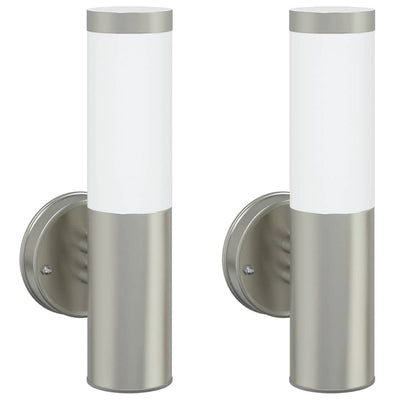 Lampada da parete per esterno Vidaxx 2 pezzi argento 15 x 7,5 x 33 cm
