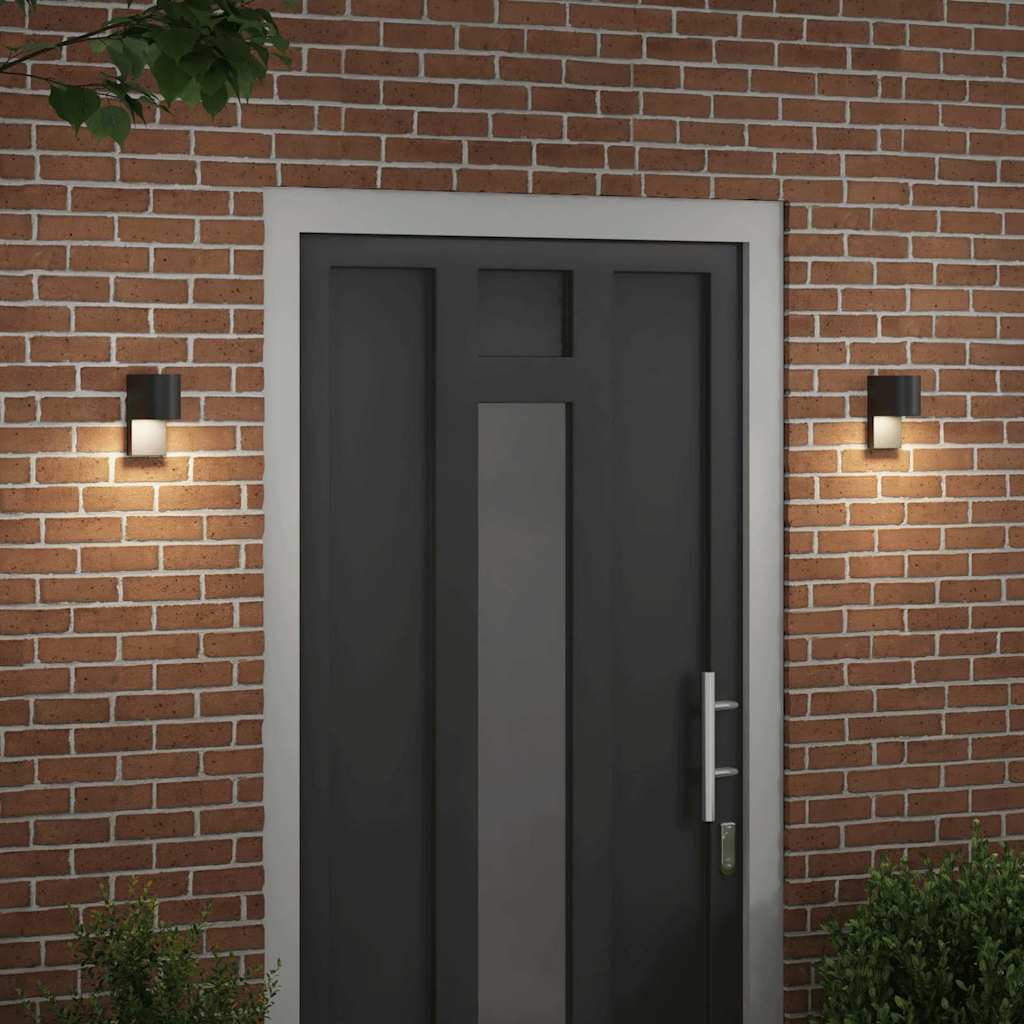 Lampada da parete per esterno Vidaxx 2 pezzi nero 12 x 7 x 15 cm in acciaio inossidabile
