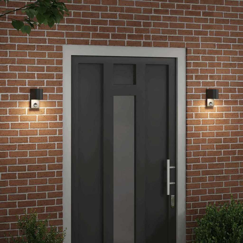 Lampada da parete per esterno Vidaxx 2 pezzi nero 12 x 7 x 15 cm in acciaio inossidabile