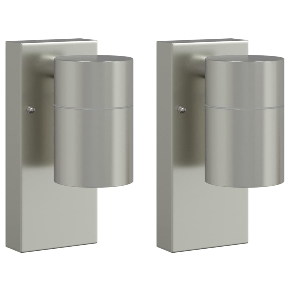 Lampada da parete per esterno Vidaxxl 2 pezzi argento 6,5 x 10,5 x 16 cm acciaio inossidabile e vetro