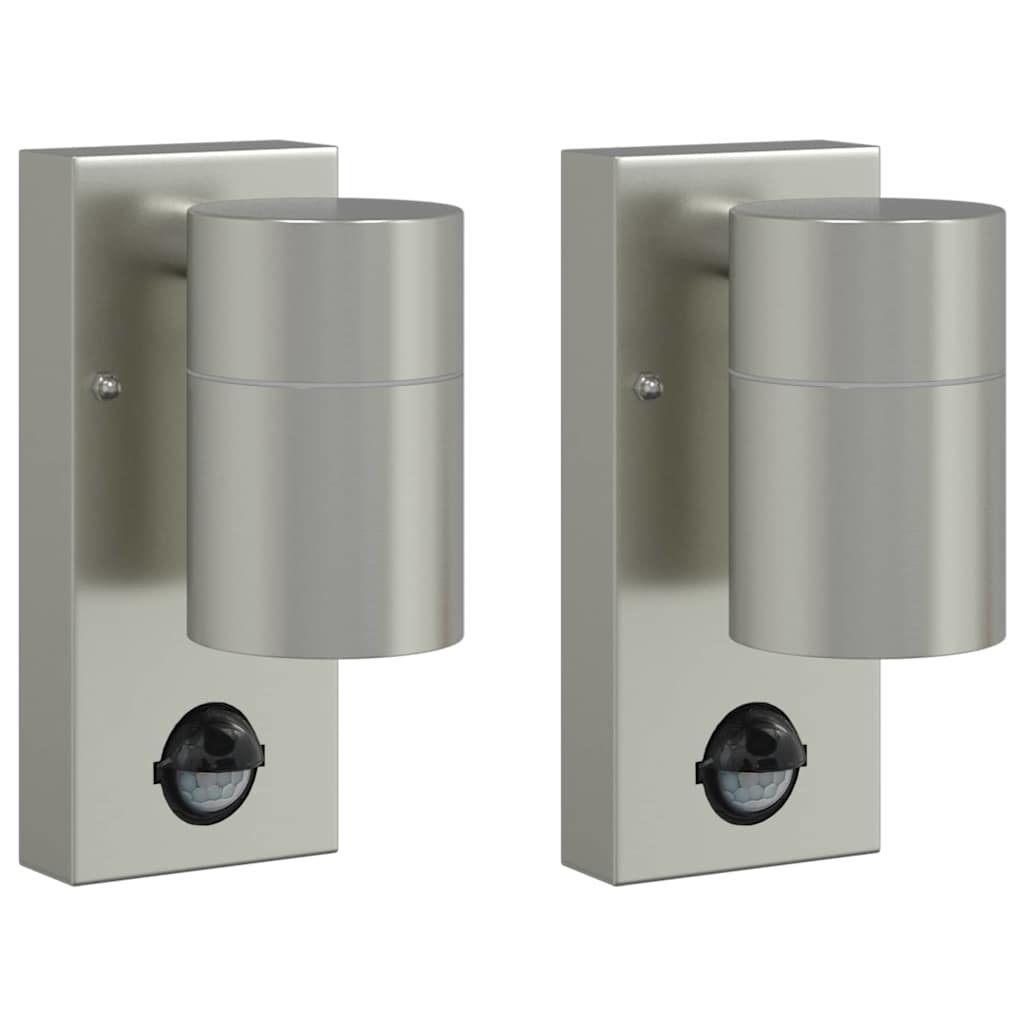 Vidaxxl aplique exterior 2 piezas plata 6,5 x 10,5 x 16 cm acero inoxidable y cristal