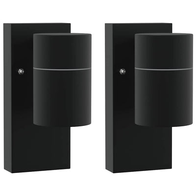 Vidaxx aplique de exterior 2 piezas negro 6,5 x 10,5 x 16 cm acero inoxidable y cristal