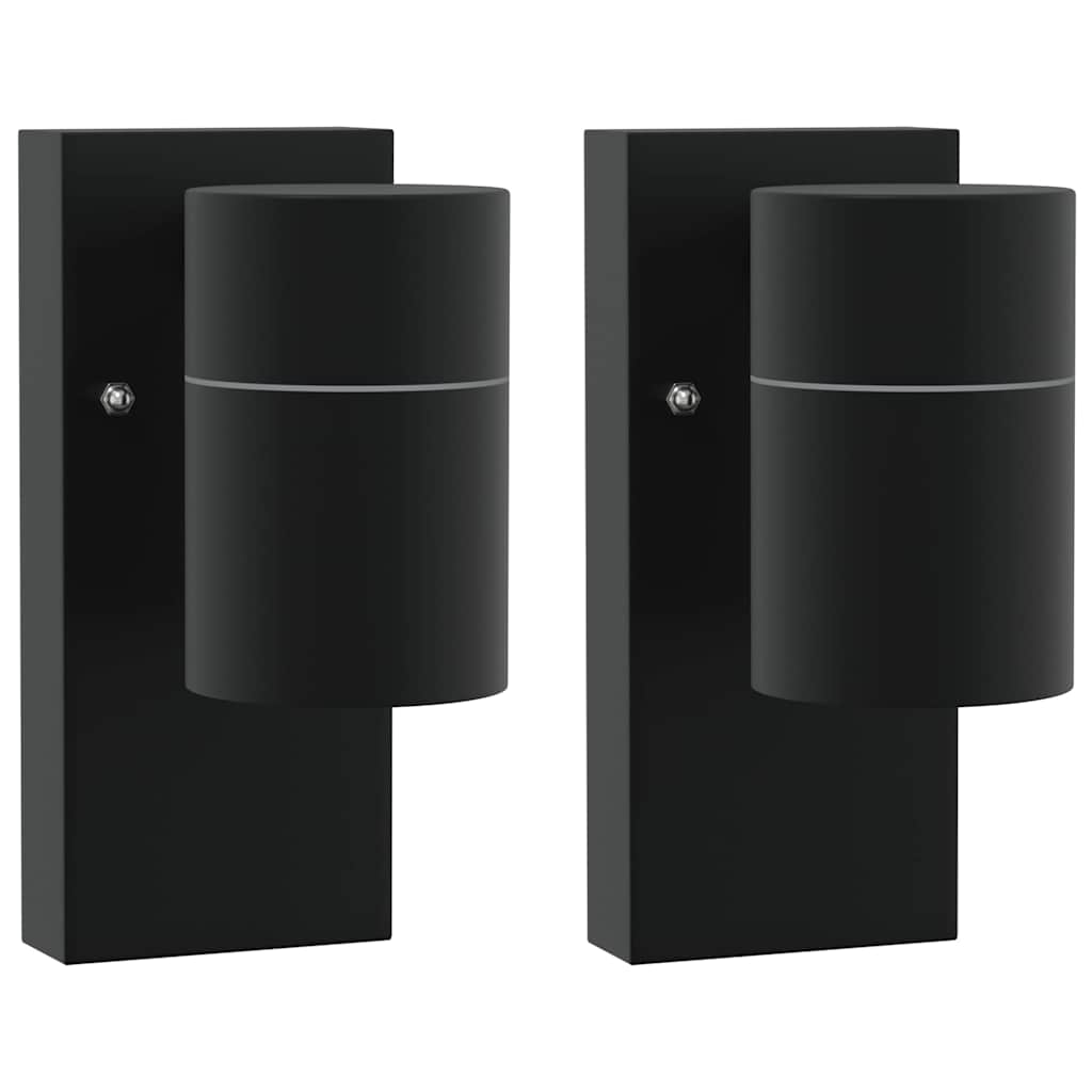 Lampada da parete per esterno Vidaxx 2 pezzi nero 6,5 x 10,5 x 16 cm acciaio inossidabile e vetro