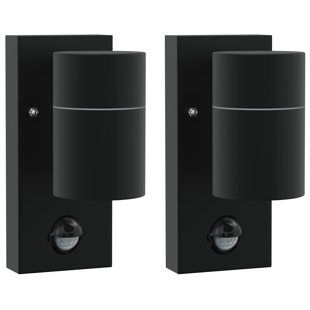 Vidaxl buiten wandlamp 2 pcs zwart 6,5 x 10,5 x 16 cm rvs en glas
