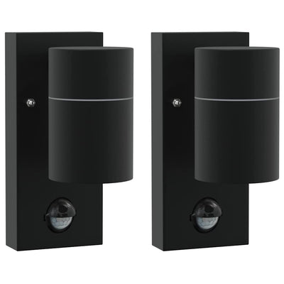 Vidaxx aplique de exterior 2 piezas negro 6,5 x 10,5 x 16 cm acero inoxidable y cristal