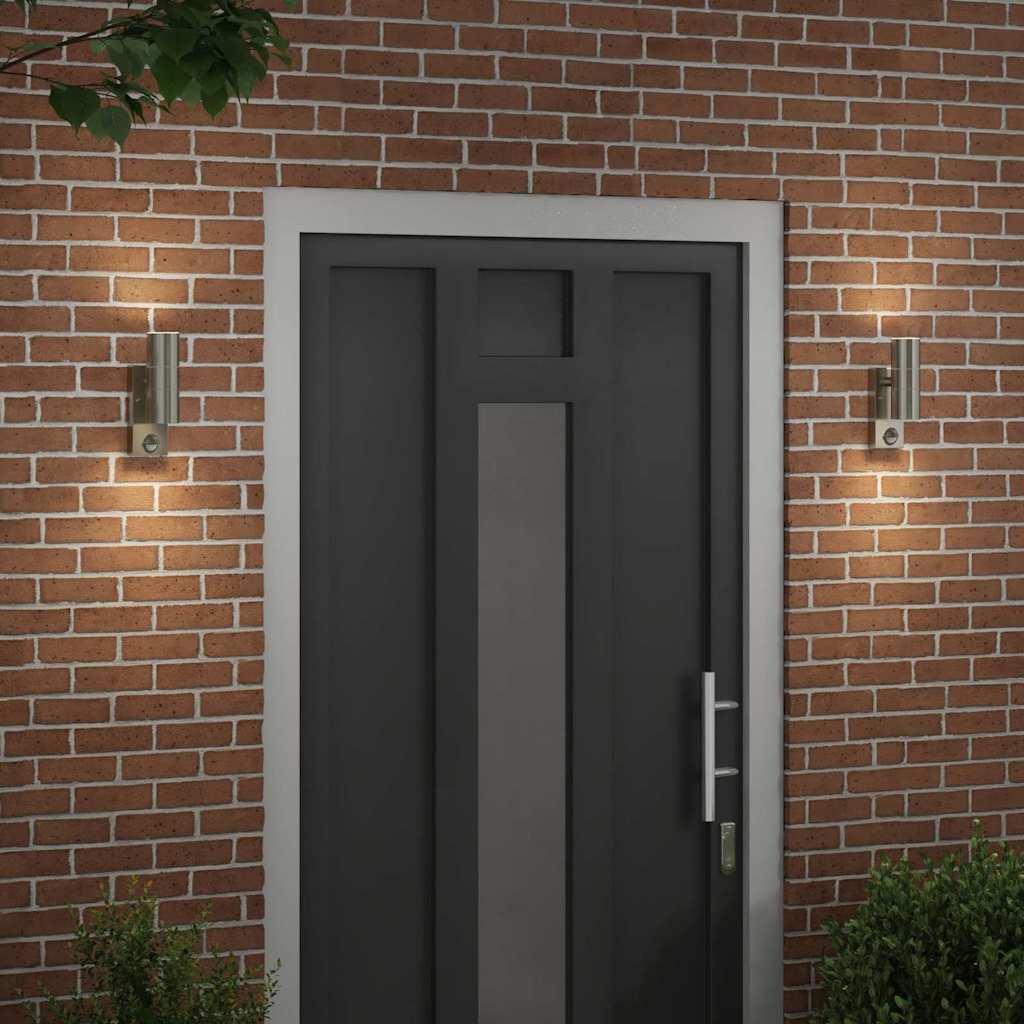 Lampada da parete per esterni Vidaxx 2 pezzi argento 7 x 10 x 22 cm in acciaio inossidabile e vetro