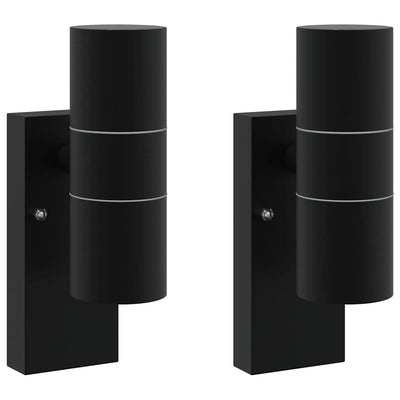Vidaxx aplique de exterior 2 piezas negro 7 x 10 x 22 cm acero inoxidable y vidrio