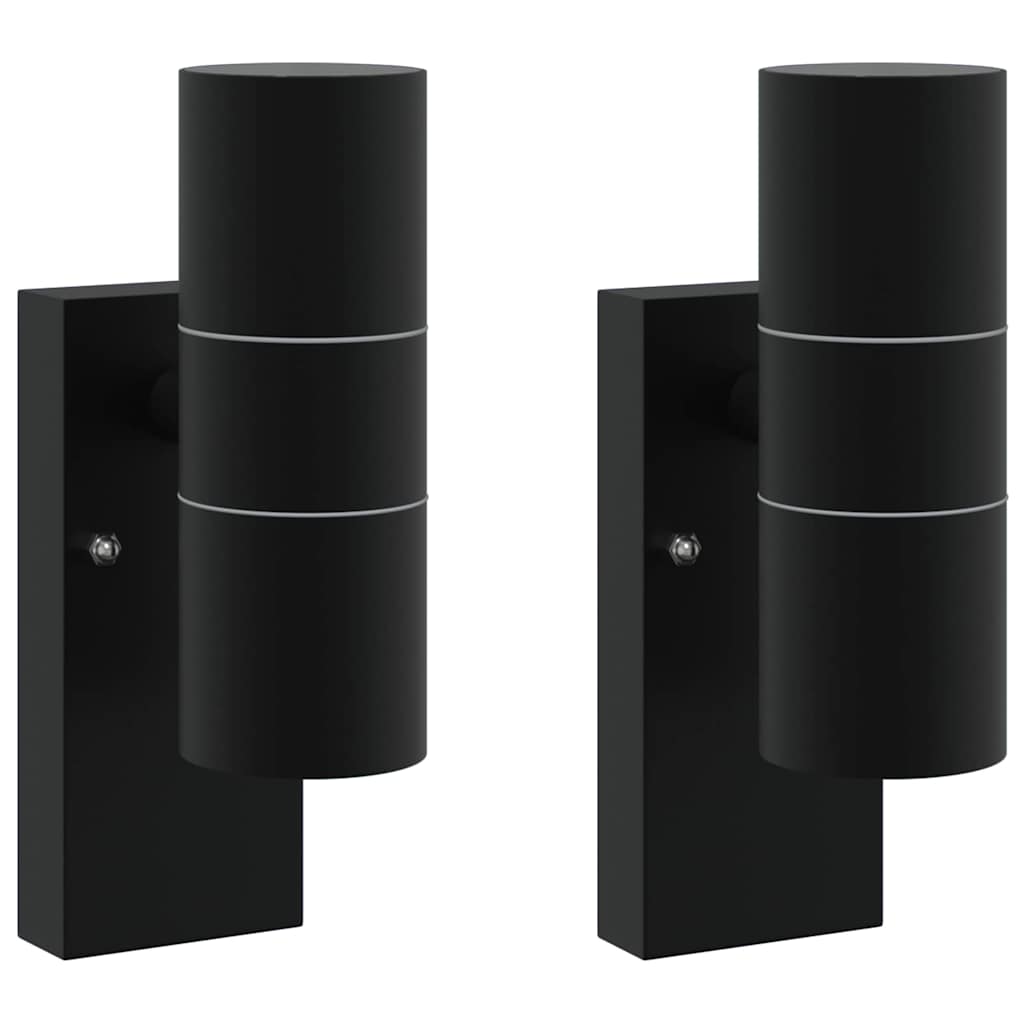Lampada da parete per esterno Vidaxx 2 pezzi nera 7 x 10 x 22 cm in acciaio inossidabile e vetro