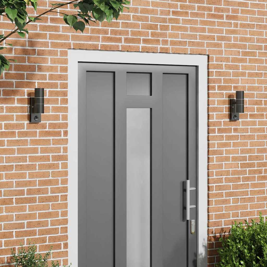Vidaxx aplique de exterior 2 piezas negro 7 x 10 x 22 cm acero inoxidable y vidrio
