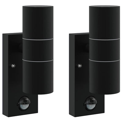 Vidaxx aplique de exterior 2 piezas negro 7 x 10 x 22 cm acero inoxidable y vidrio
