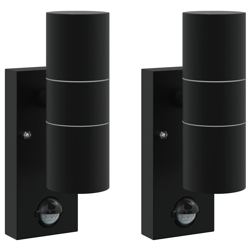Vidaxx aplique de exterior 2 piezas negro 7 x 10 x 22 cm acero inoxidable y vidrio