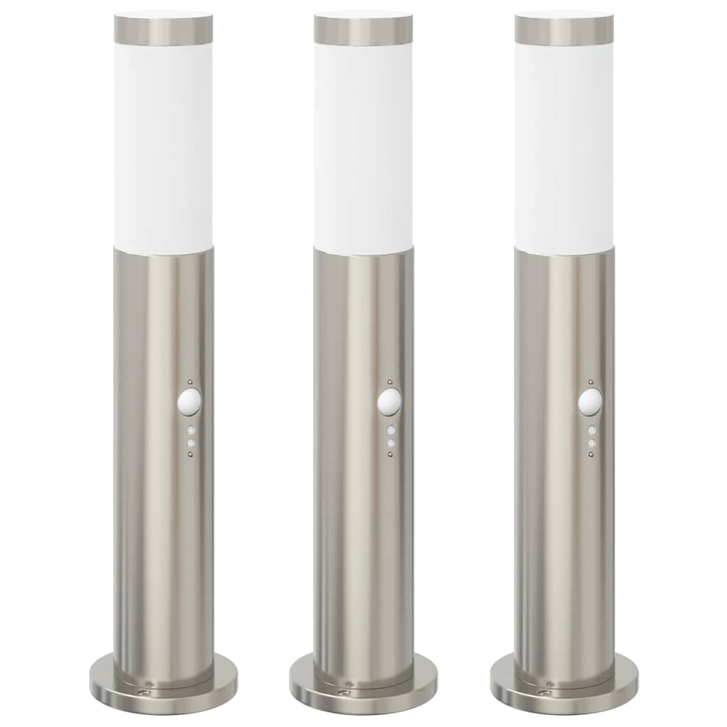 Vidaxl bolderverlichting met sensor 3 stuks 50 cm rvs ip44