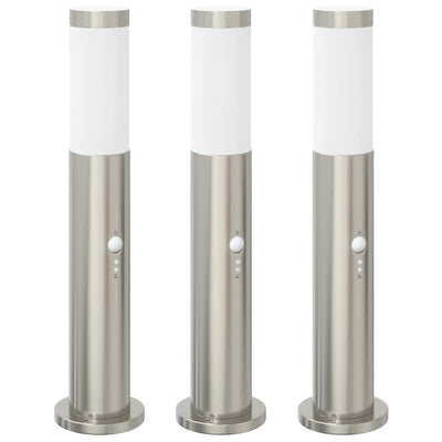 Vidaxx bolardo luminoso con sensor 3 piezas 50 cm acero inoxidable IP44