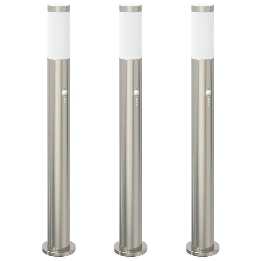 VidaXL paletto luminoso con sensore 3 pezzi 80 cm in acciaio inossidabile IP44