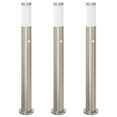 VidaXL paletto luminoso con sensore 3 pezzi 80 cm in acciaio inossidabile IP44