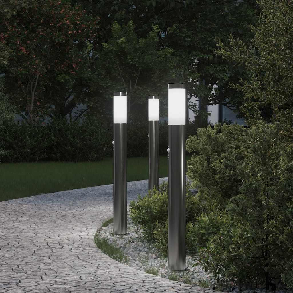 VidaXL paletto luminoso con sensore 3 pezzi 80 cm in acciaio inossidabile IP44