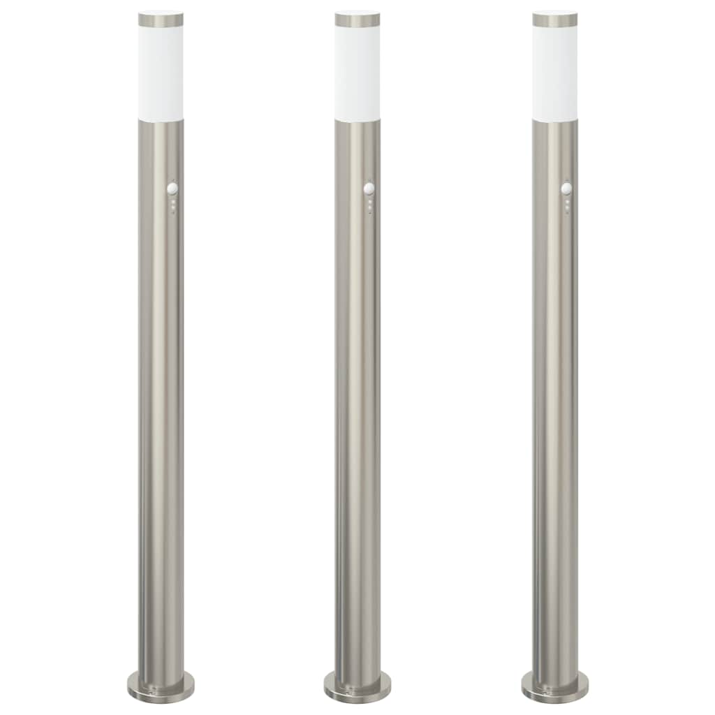 Baliza de iluminación VidaXL con sensor 3 piezas 110 cm acero inoxidable IP44
