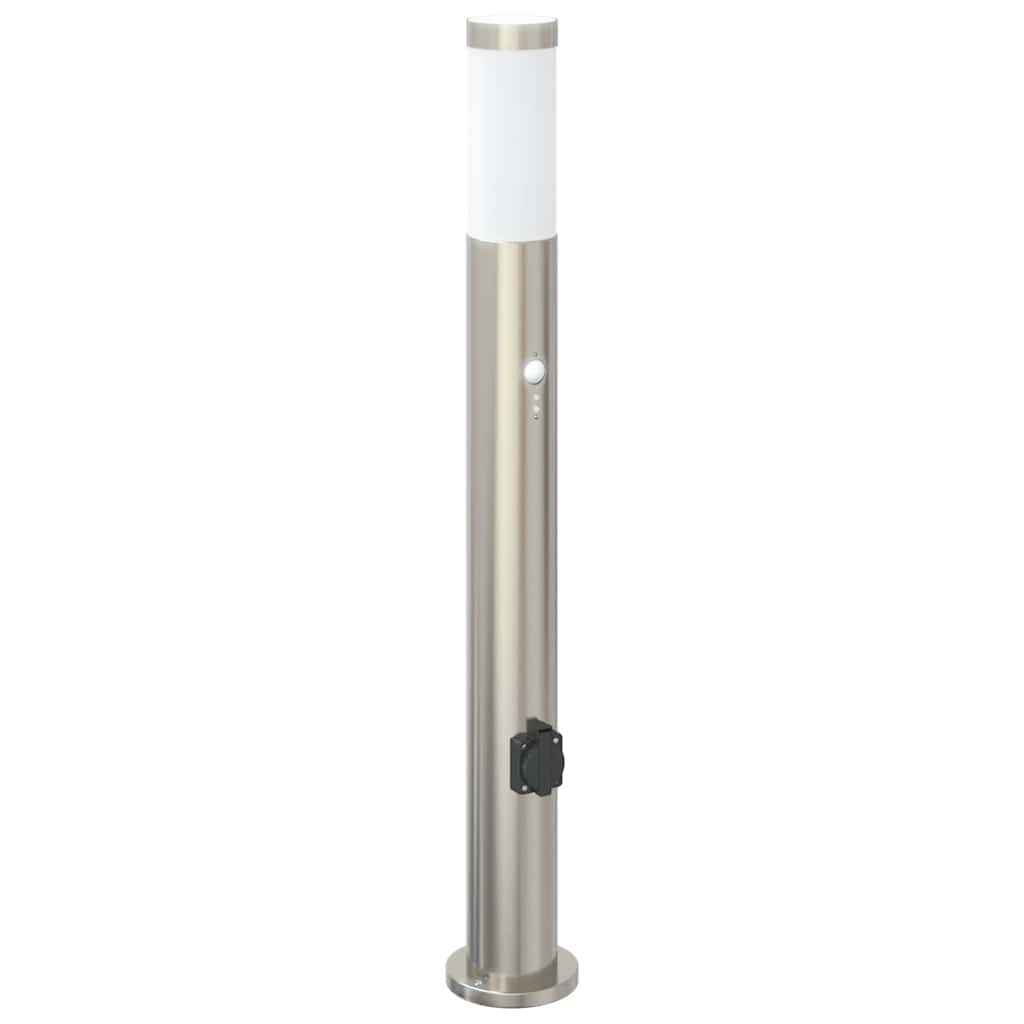 Paletto luminoso Vidaxl con sensore e presa 80 cm in acciaio inox IP44