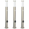 Vidaxl bolderverlichting met sensor en stopcontact 3 stuks 80 cm roestvrij staal ip44
