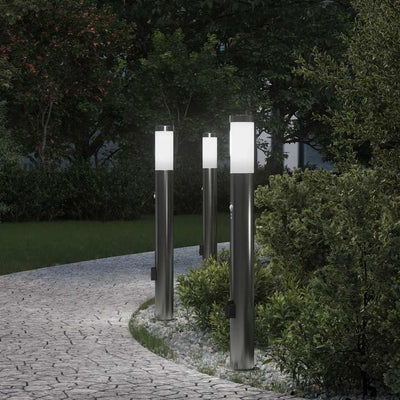 Illuminazione a paletto Vidaxx con sensore e presa 3 pezzi 80 cm in acciaio inossidabile IP44