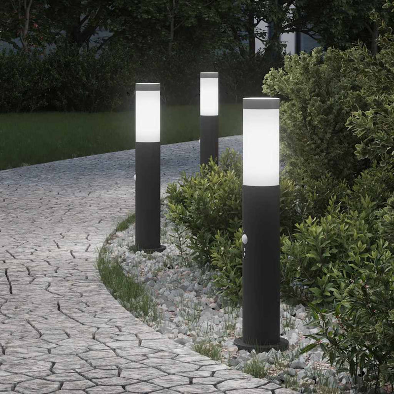 Vidaxx bolardo luminoso con sensor 3 piezas 50 cm acero inoxidable IP44