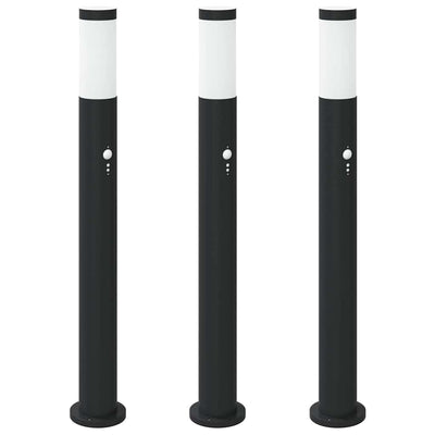 Baliza de iluminación VidaXL con sensor 3 piezas 80 cm acero inoxidable IP44