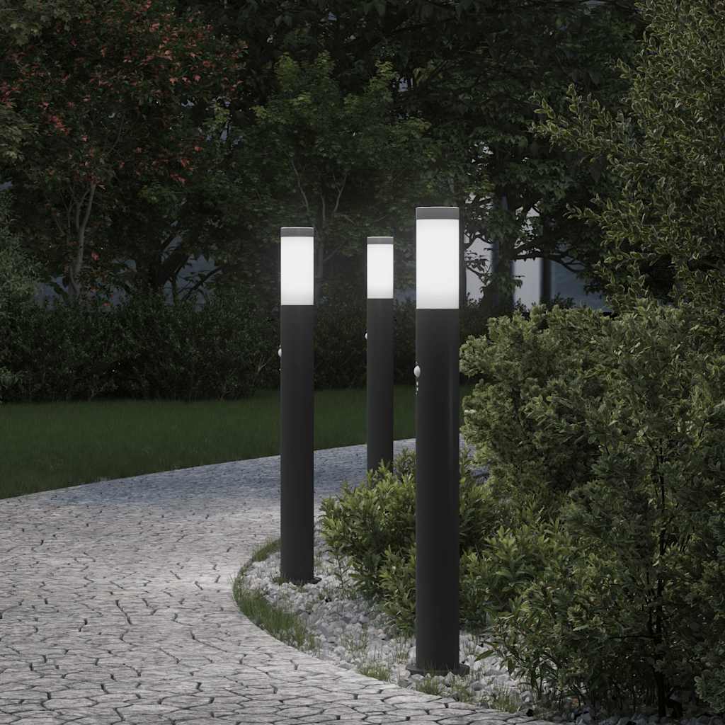 VidaXL paletto luminoso con sensore 3 pezzi 80 cm in acciaio inossidabile IP44
