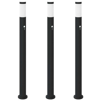 Baliza de iluminación VidaXL con sensor 3 piezas 110 cm acero inoxidable IP44