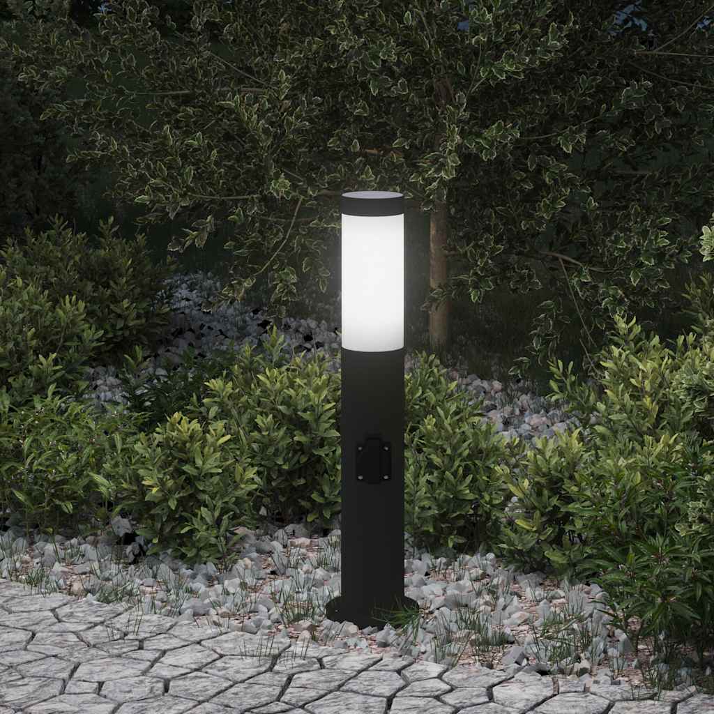 Vidaxl bolderarmatuur met stopcontact 50 cm rvs ip44