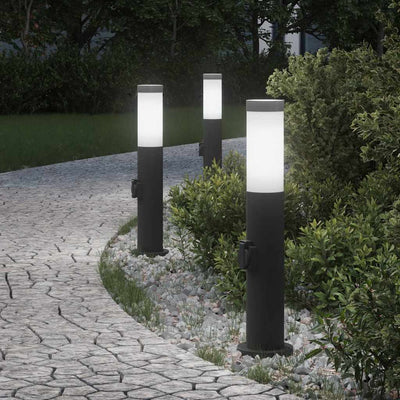 Illuminazione a paletto Vidaxx con presa 3 pezzi 50 cm in acciaio inossidabile IP44
