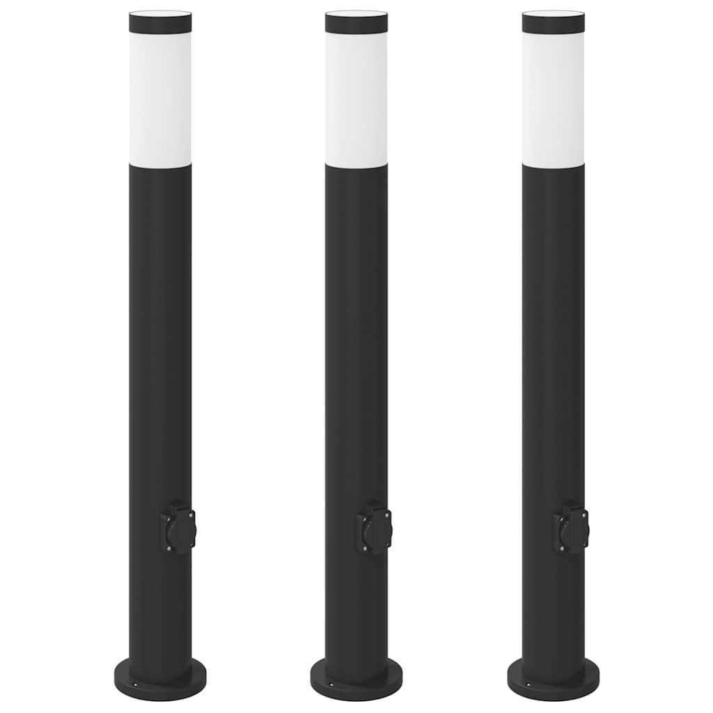 Illuminazione a paletto Vidaxx con presa 3 pezzi 80 cm in acciaio inossidabile IP44