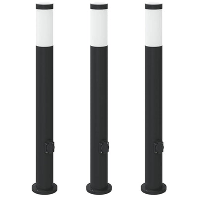 Vidaxl bolderverlichting met stopcontact 3 stuks 80 cm roestvrij staal ip44