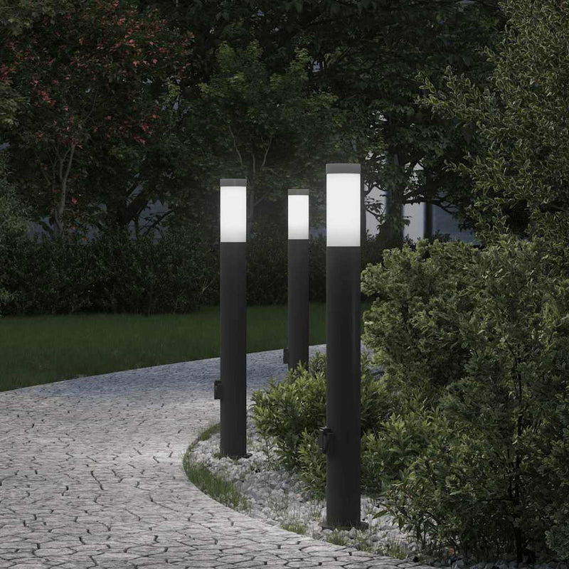 Illuminazione a paletto Vidaxx con presa 3 pezzi 80 cm in acciaio inossidabile IP44