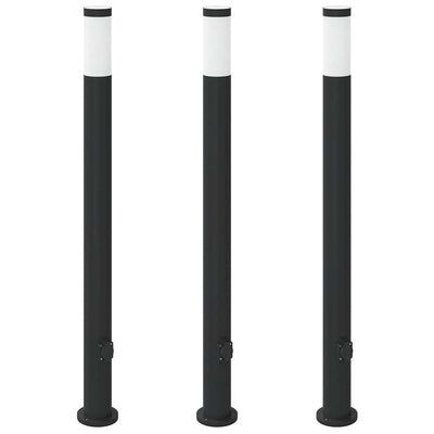 Vidaxl bolderverlichting met stopcontact 3 stuks 110 cm roestvrij staal ip44