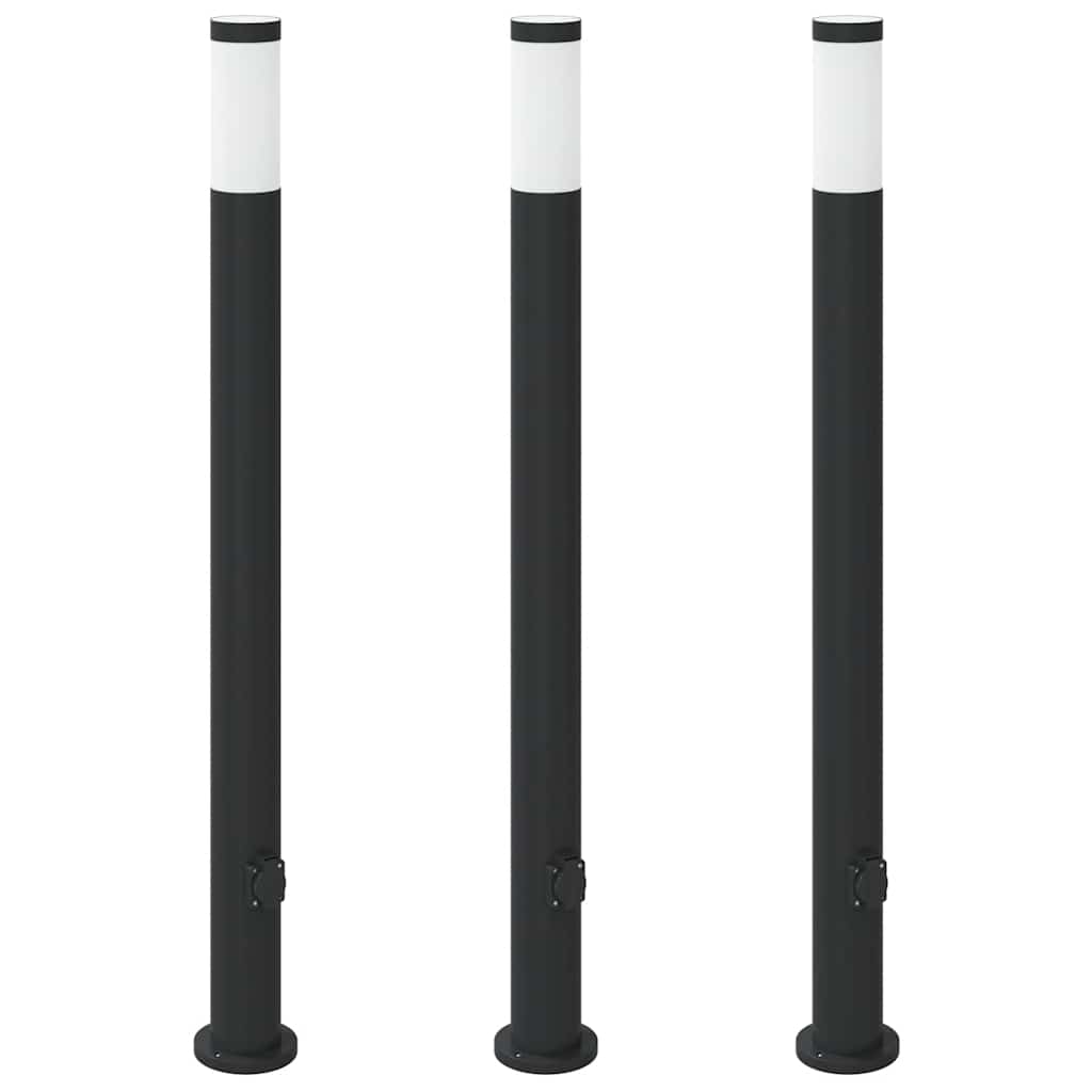 Vidaxl bolderverlichting met stopcontact 3 stuks 110 cm roestvrij staal ip44