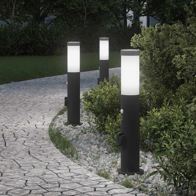 Illuminazione a paletto Vidaxx con sensore e presa 3 pezzi 50 cm in acciaio inossidabile IP44